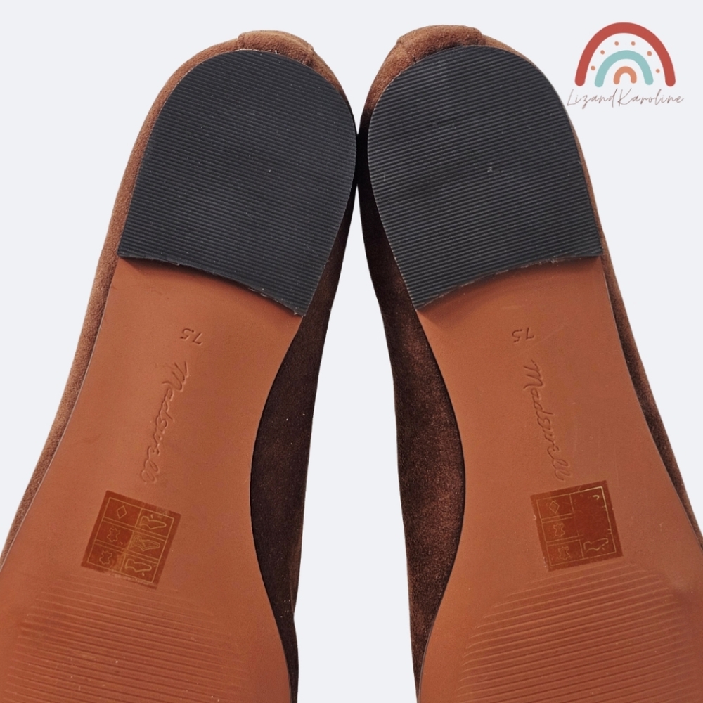 New! Madewell Greta Ballet Leather Suede Mary Jane Flats in Soft Mahogany - Picture 15 of 16